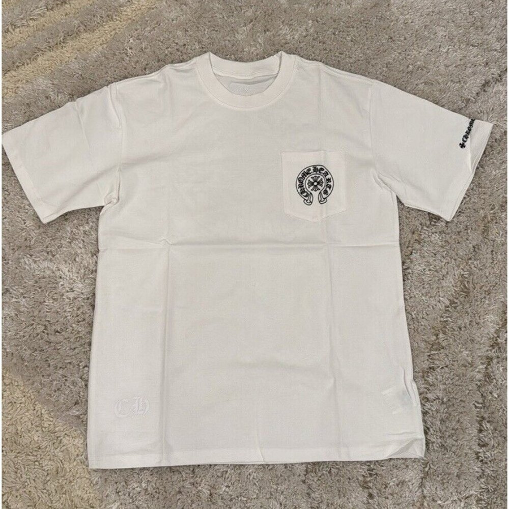 Chrome Hearts White Horseshoe Logo Pocket T-Shirt for Men Size Large
